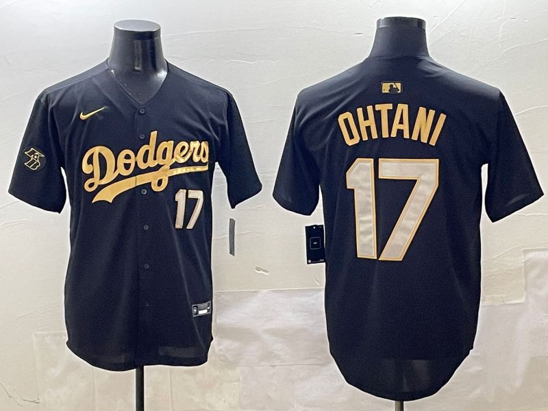 Men Los Angeles Dodgers 17 Ohtani Black Gold Nike 2025 MLB Jersey style 4242